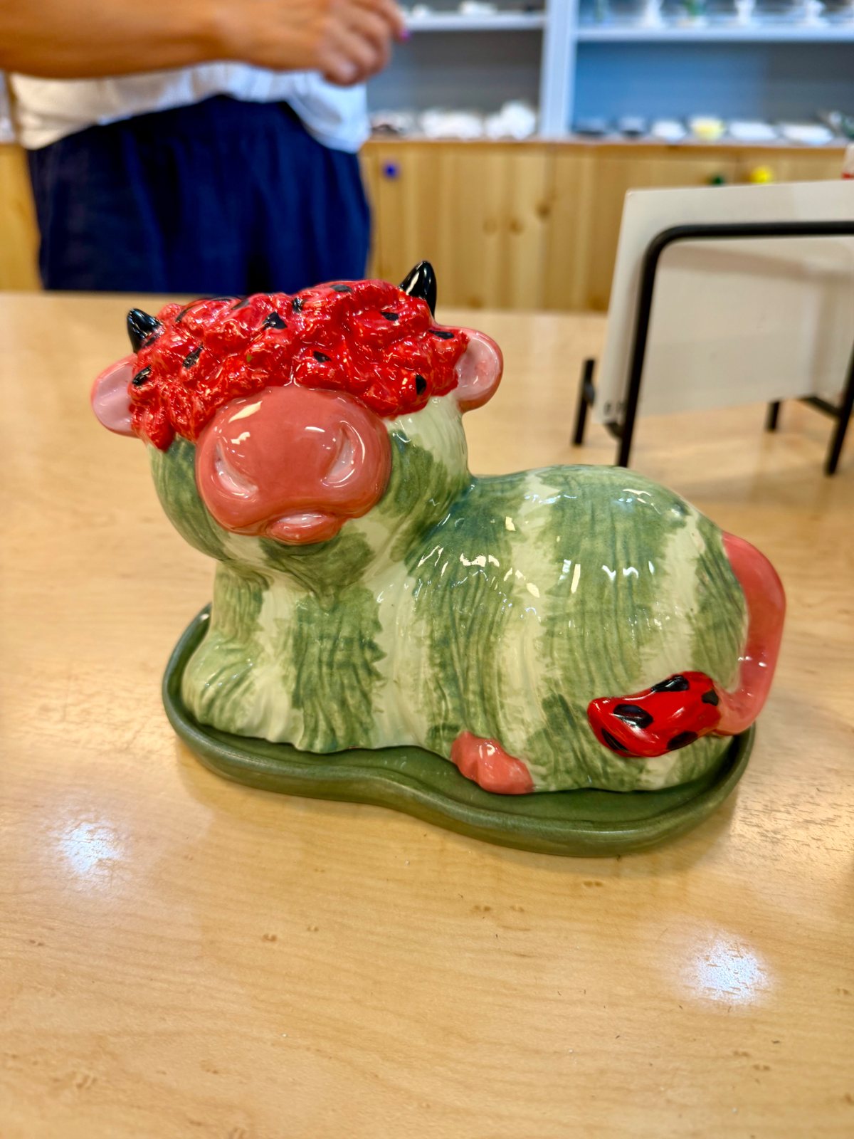 Watermelon Highland Cow Dish — painted at Paint Fusion Park City