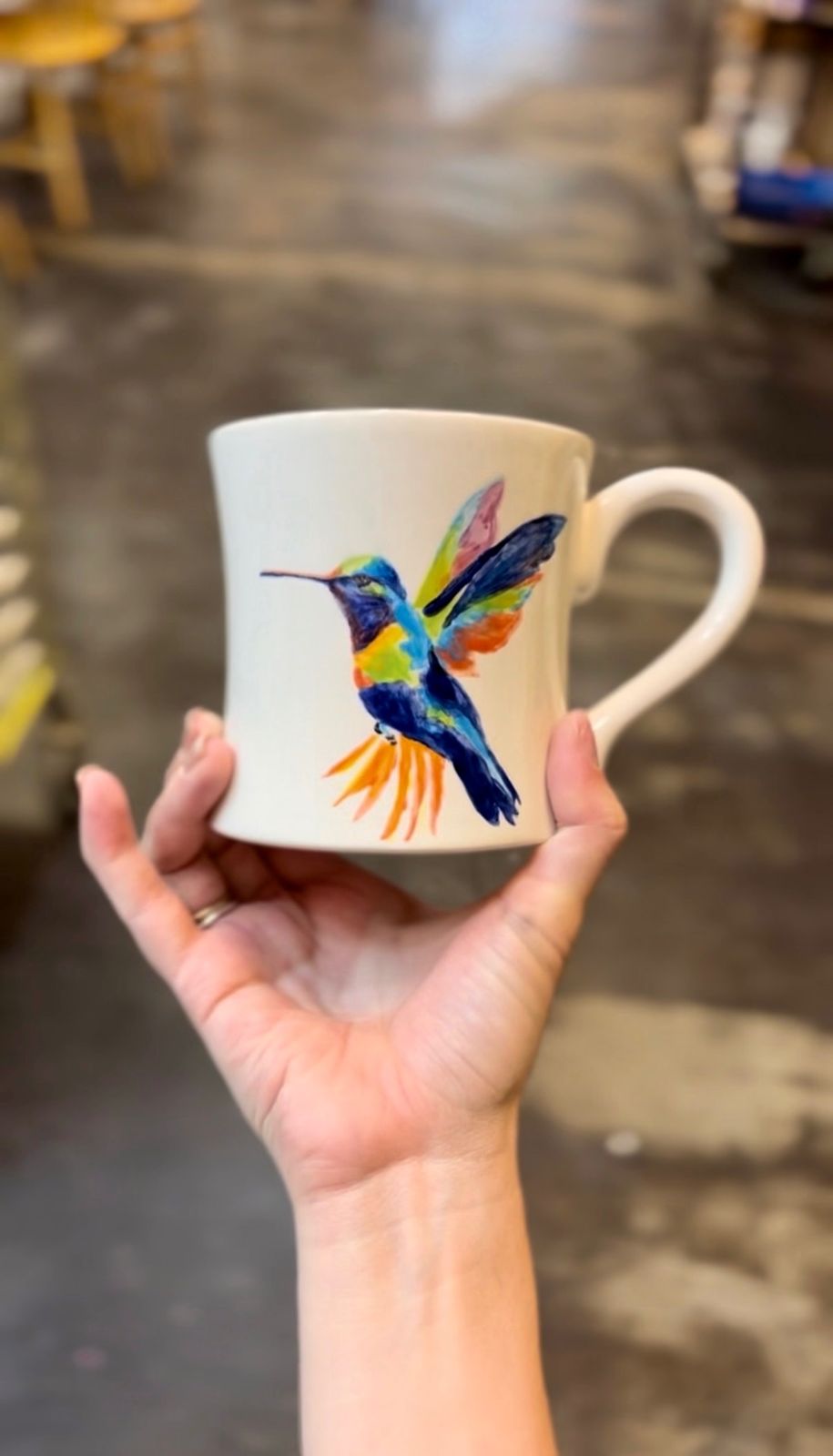 Hummingbird Mug — painted at Paint Fusion Park City