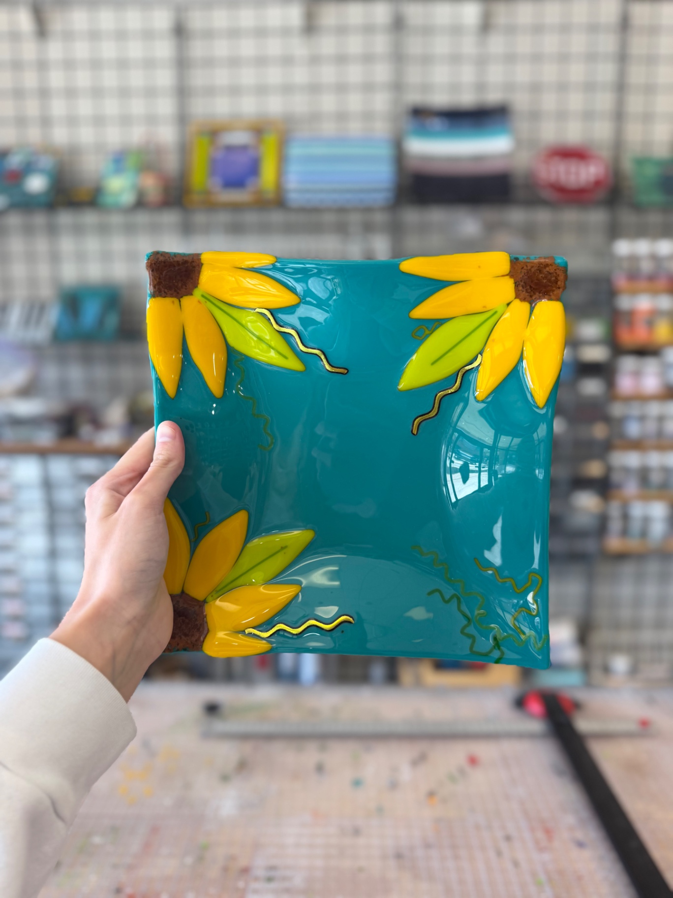 Sunflower Plate — painted at Paint Fusion Park City