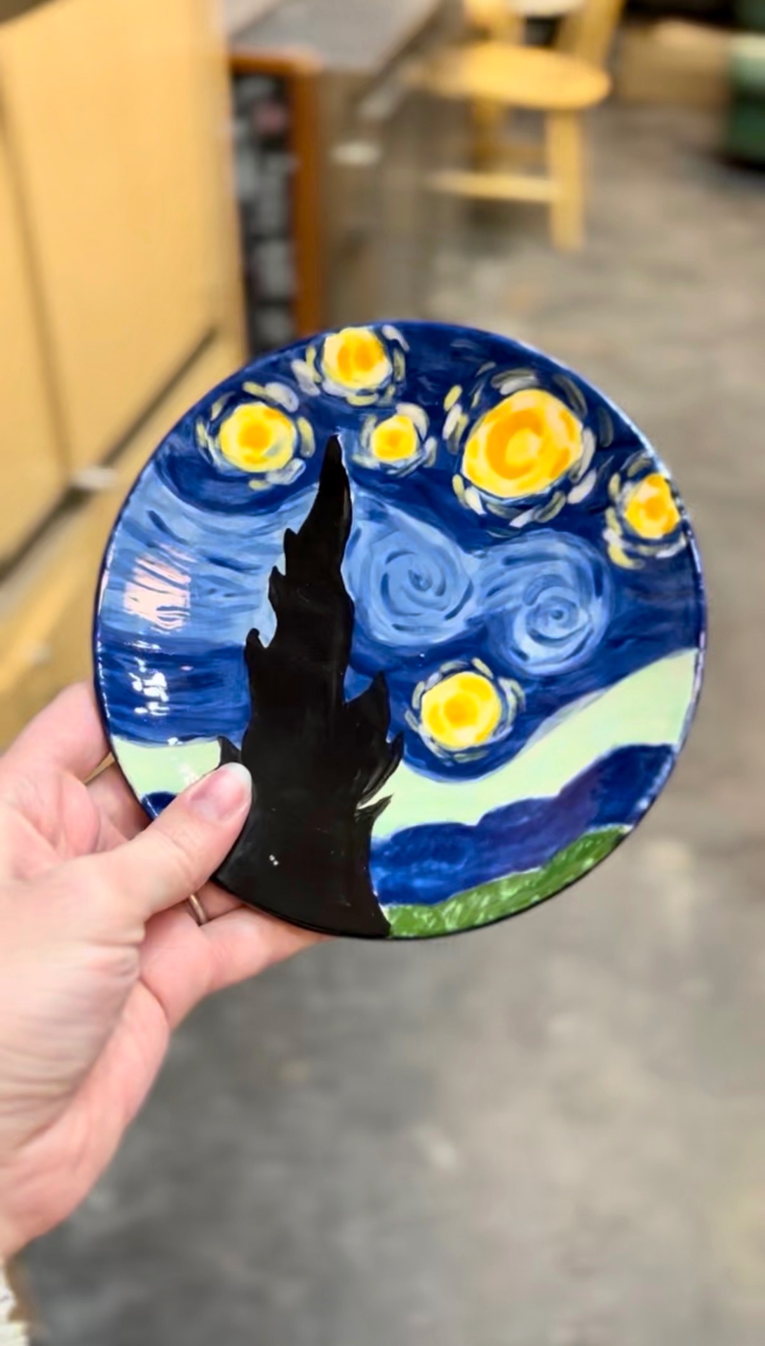 Starry Night Plate — painted at Paint Fusion Park City