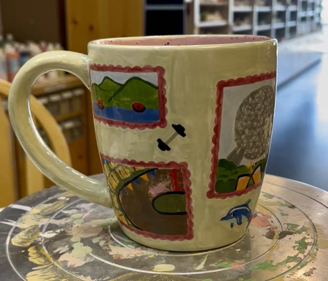 Hand painted park city themed mug painted at Paint Fusion Park City