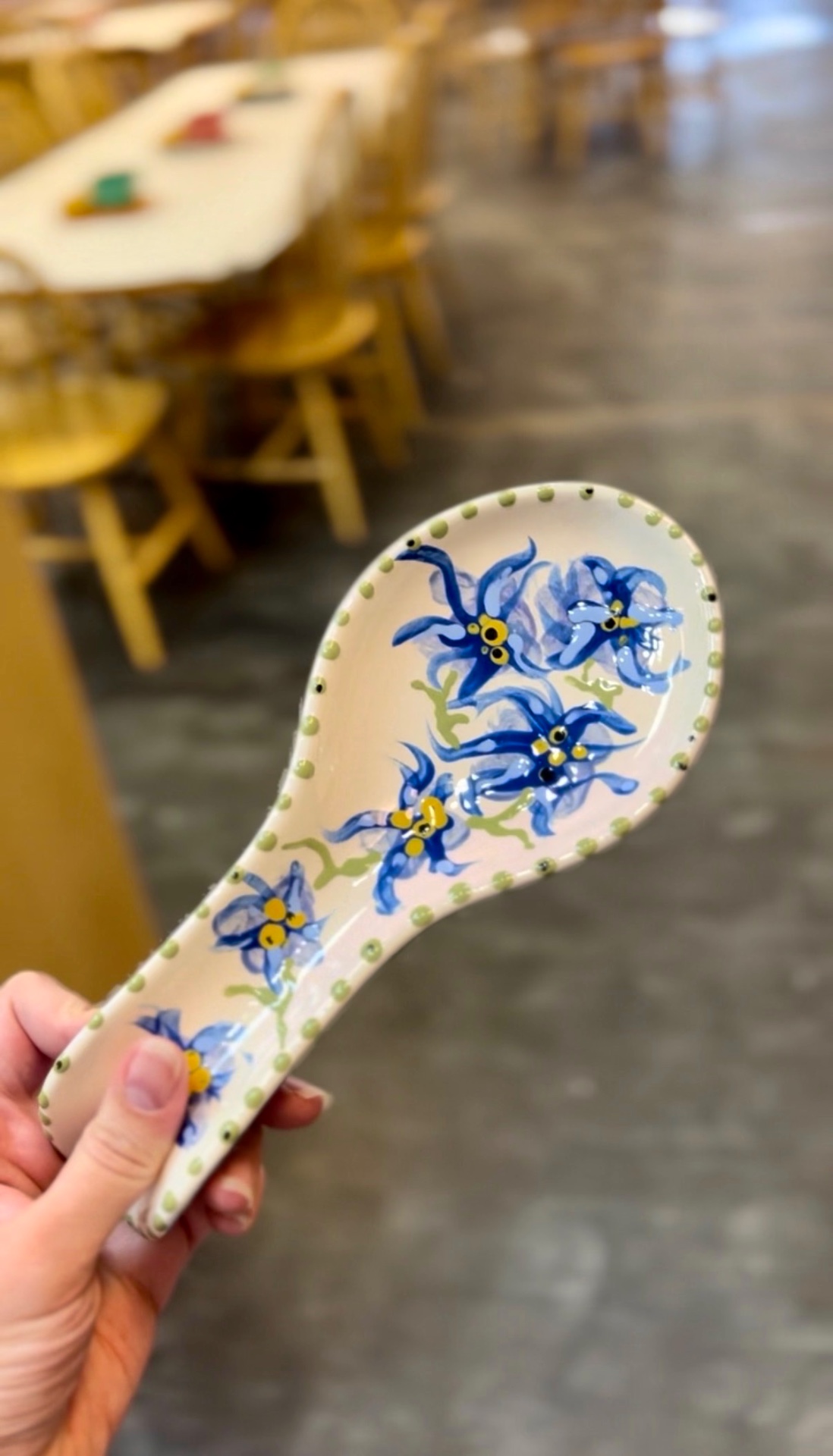 Blue Columbine Spoon Rest — painted at Paint Fusion Park City