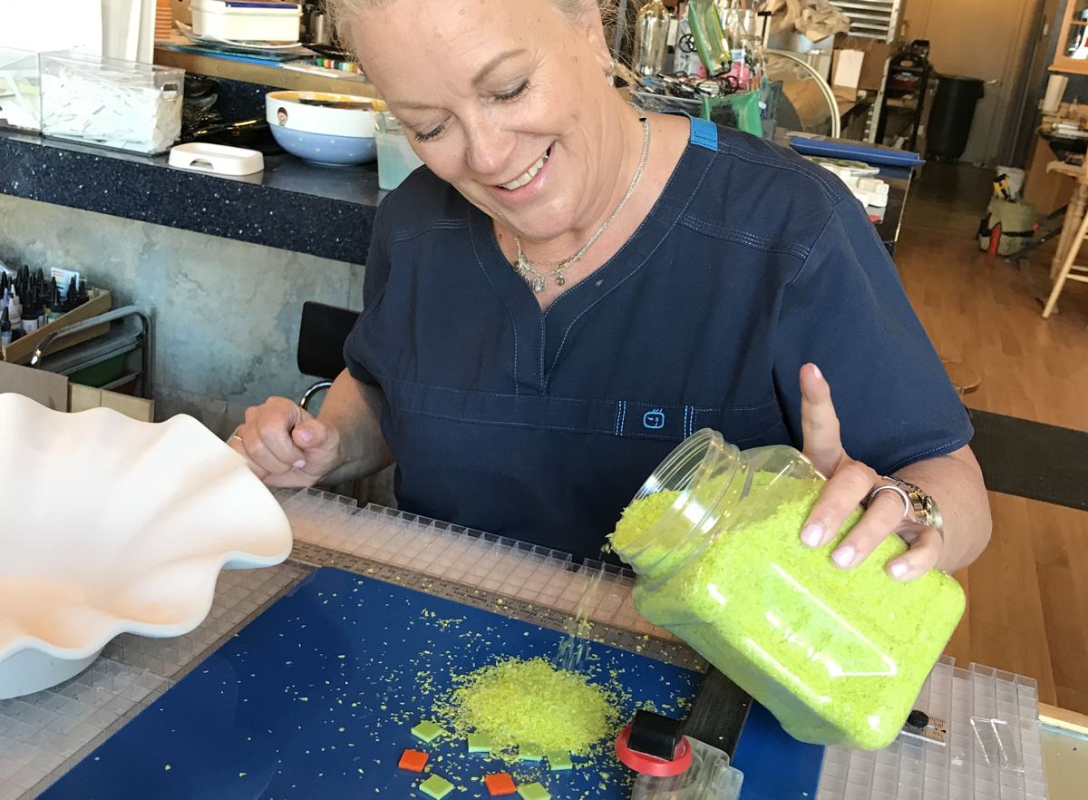 Paint Fusion owner designing with glass frit